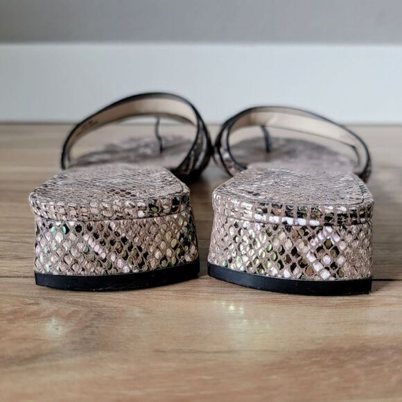 Vince Camuto Grenda Leather Strappy Mini Block Heel Sandal Holographic Snakeskin - Picture 11 of 15